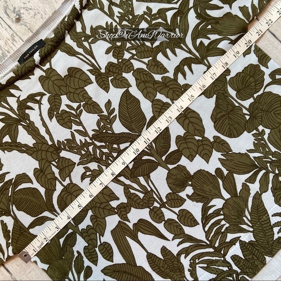 Ann Taylor NWT seaweed green & pale blue botanical print elbow sleeve sweater - Picture 5 of 9